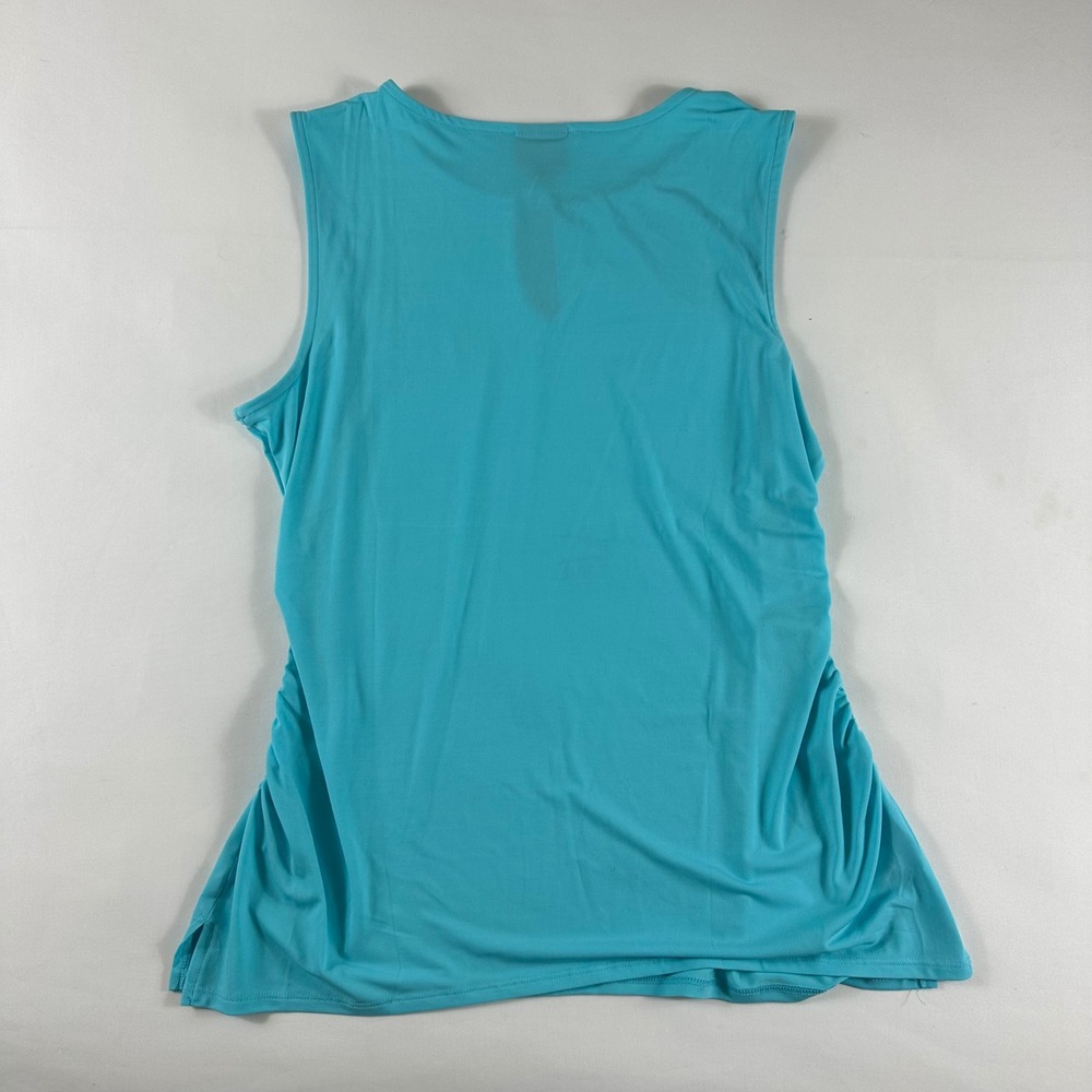 NWT JM Collection Women's Large Turquoise‎ Blue Keyhole Ruched Sleeveless Top - Picture 5 of 7